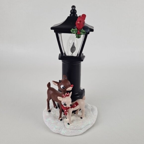 Roman Rudolph and Clarice 7.25" Resin Stone Flickering Christmas Night Light - Picture 1 of 9